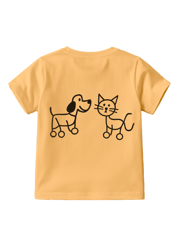 Playera estampada para niños · dis:PERRO Y GATO NARANJA