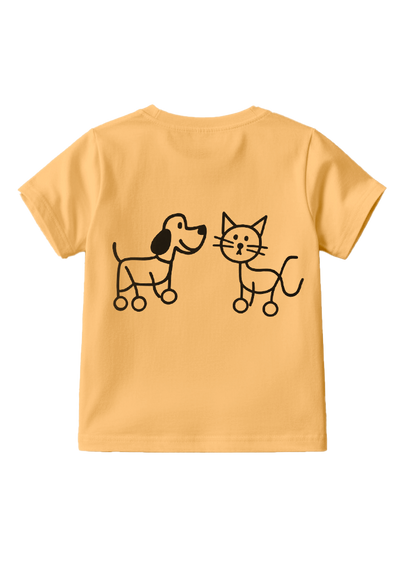 Playera estampada para niños · dis:PERRO Y GATO NARANJA