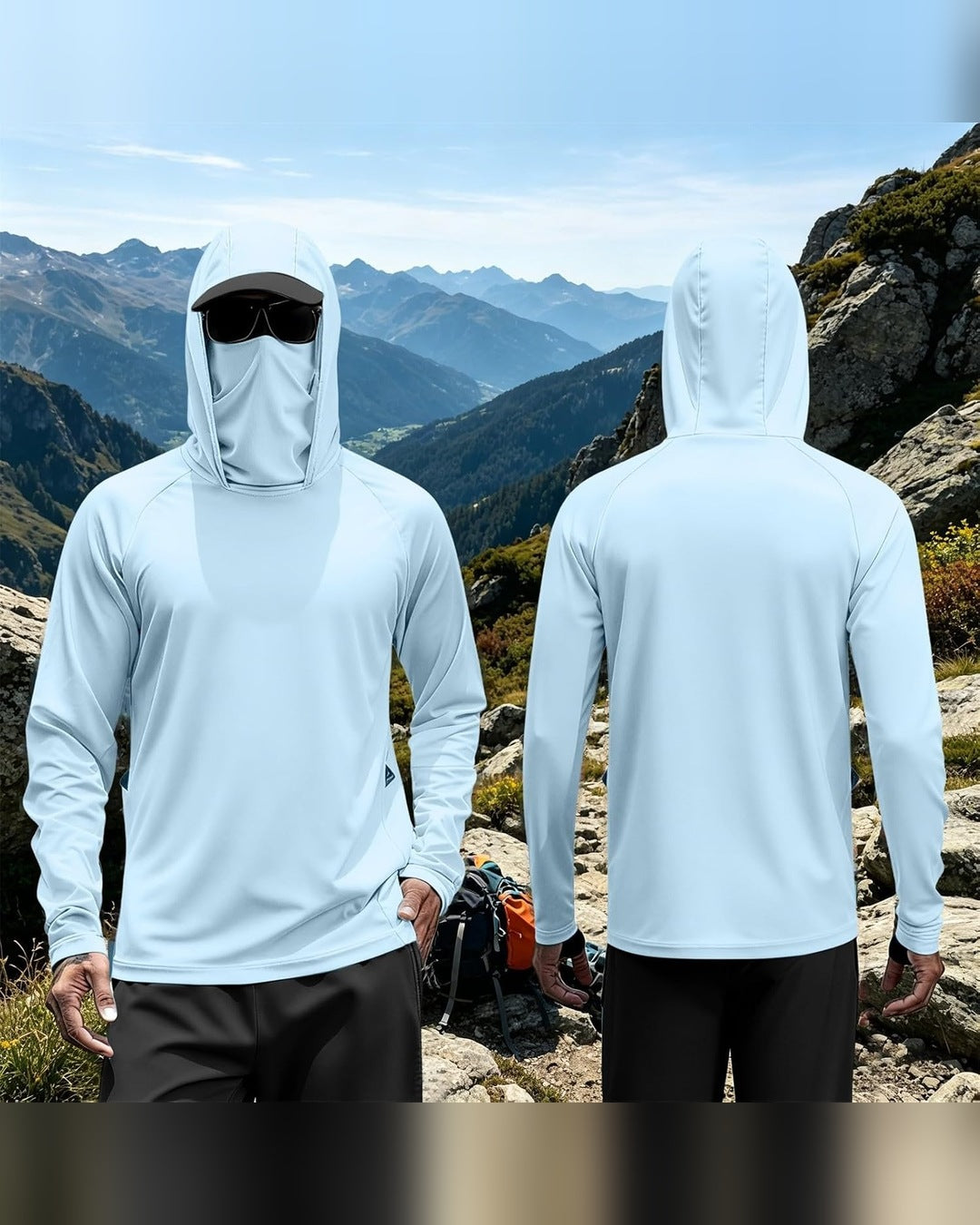 Hoodie de proteccion solar en la montana