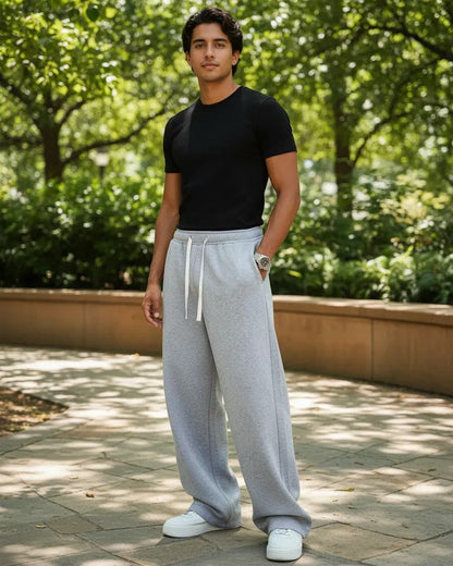 Jogger wide leg puesto en la calle
